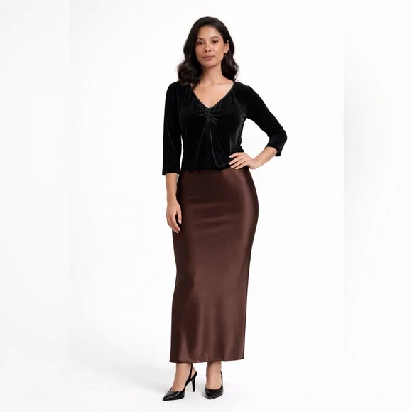 Vintage Black velvet Top 3/4 Sleeve V-neck Ruched Bust Y2K 90’s Size XL L - Picture 9 of 9